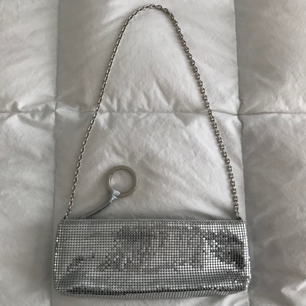 LAST CHANCE! BCBG Silver Mesh Chain Strap Shoulder Clutch Bag